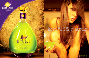 Intrigue Passion Fruit Liqueur 375ml bottle with gold crown top