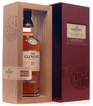 Bottle of Glenlivet 21 Years Old Archive single malt Scotch whisky, 700ml