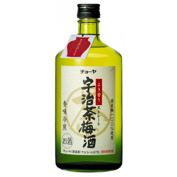 Bottle of Choya Uji Green Tea Umeshu, a 720ml Japanese plum and green tea liqueur by CHOYA
