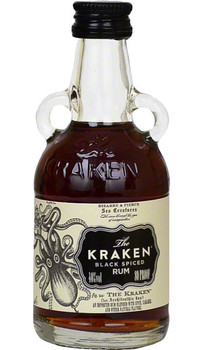 Kraken Spiced Rum 50ml bottle, black spiced rum distilled in Trinidad and Tobago