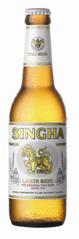 Singha Lager Beer 330ml bottles, 6-pack, premium Thai import lager