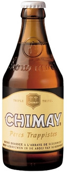 Chimay Triple/White 330ml single bottle, golden Belgian Trappist beer with snowy foam