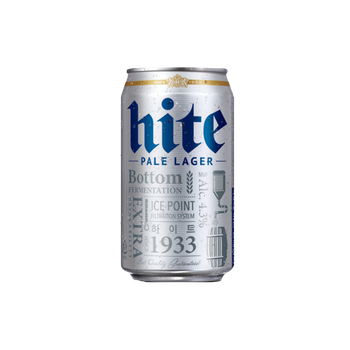 Hite 355ml can of Korean lager beer
