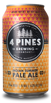 Single bottle of 4 Pines Indian Summer Pale Ale, Australian-style pale ale, 4.2% ABV