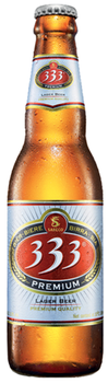 6-pack of 333 Beer (Ba Ba Ba) 330ml glass bottles by SABECO, Vietnamese golden lager