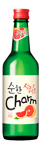 Bottle of Charm Grapefruit Soju, 360ml Korean rice spirit with grapefruit flavor