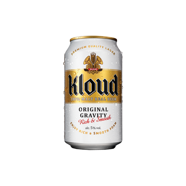 Single 355ml can of Kloud Beer, a Korean original gravity beer with 5% ABV