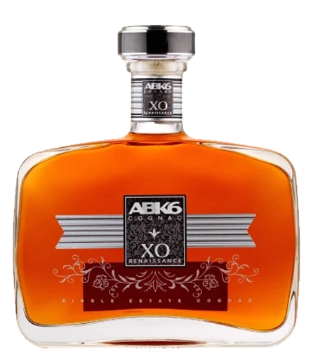 Bottle of ABK6 XO Renaissance Cognac with square shoulders, 700ml, 40% ABV