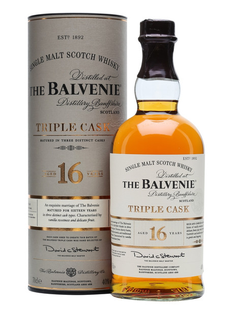 Bottle of Balvenie Triple Cask 16 YO single malt Scotch whisky, 700ml