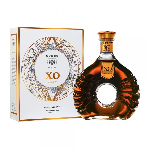 Bottle of Godet XO Terre Cognac, 700ml, 40% ABV, bottled in France