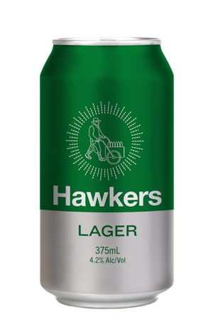 6-pack of Hawkers Lager 375ml cans, Australian brewed beer
