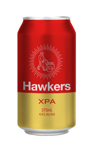Single 375ml can of Hawkers XPA, an Australian hoppy pale ale with fruity, floral aromas