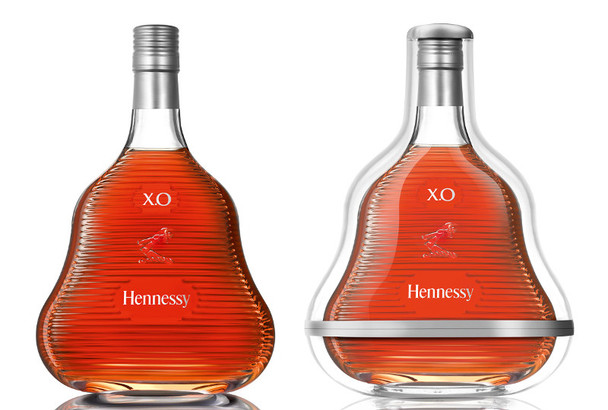 Hennessy XO Limited Edition Marc Newson decanter with corrugated grape and leaf relief design, 700ml