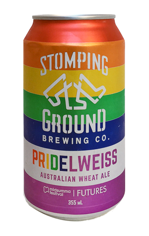 Stomping Ground Pridelweiss Wheat Ale single 355ml can, Australian hazy wheat beer