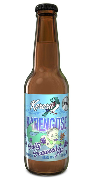 Kereru Karengose Salty Seaweed Ale 330ml bottle, a New Zealand Gose beer brewed with Karengo seaweed