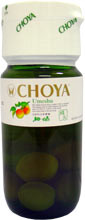 Bottle of Choya Umeshu With Plums Japanese plum wine with whole plums inside