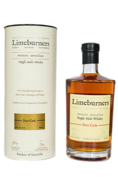 Bottle of Limeburners Port Cask Single Malt Whisky, 43% ABV, 700ml, Australian whisky