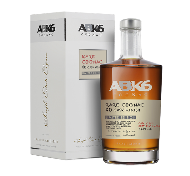 Bottle of ABK6 Rare Cognac XO Cask Finish, limited edition single estate cognac, 700ml