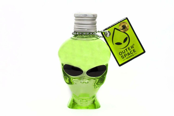 50ml bottle of Outer Space Vodka, gluten-free corn vodka filtered through ancient meteorites