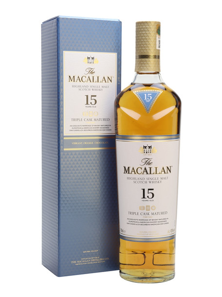 Bottle of Macallan Triple Cask 15 Year Old single malt whisky, 700ml