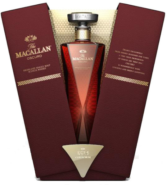 Bottle of The Macallan Oscuro 700ml single malt whisky aged in Oloroso Sherry casks