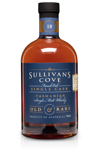 Sullivans Cove French Oak Limited Edition 18 YO single malt whisky bottle with walnut presentation box, 700ml
