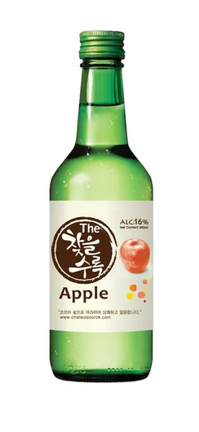 Bottle of Chateul Soorok Apple Soju 375ml, a Korean apple-flavored soju