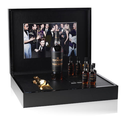 Macallan Master of Photography 5 Purple Mario Testino limited edition single malt whisky bottle and box