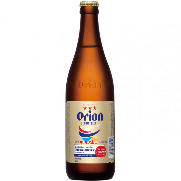 Case of Orion 334ml champagne gold draft beer bottles from Okinawa