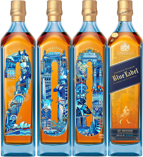 Johnnie Walker Blue Label 200th Year Celebration Limited Edition whisky bottle, 750ml