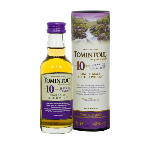 Tomintoul 10 Year Old Speyside Single Malt Scotch Whisky, 50ml bottle
