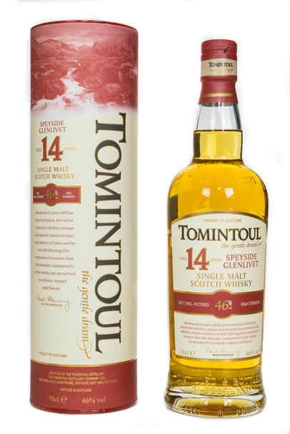 Bottle of Tomintoul 14 Year Old Speyside Glenlivet Single Malt Scotch Whisky, 700ml