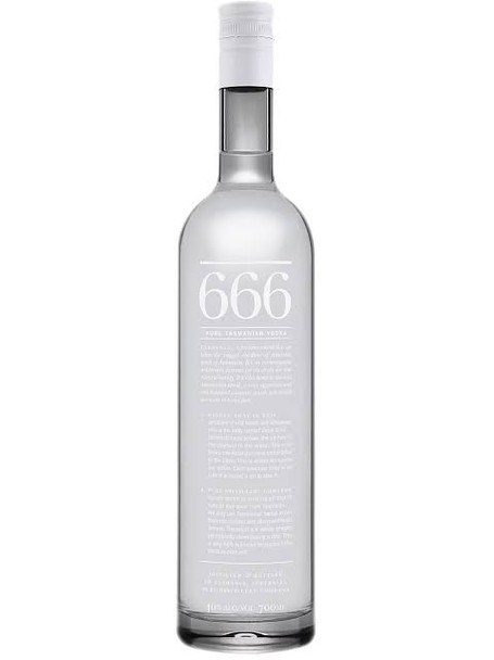Bottle of 666 Pure Tasmanian Vodka 700ml with minimalist label