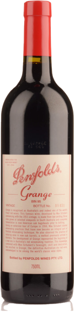 Bottle of Penfolds Bin 95 Grange 2005 750ml Barossa Valley red wine