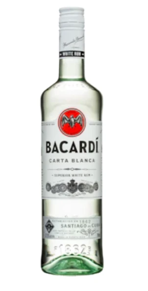 Bottle of Bacardi White Rum 700ml, a smooth Caribbean rum ideal for cocktails