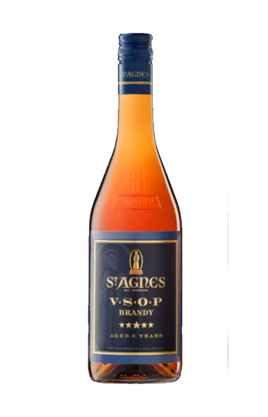 Bottle of St Agnes VSOP Brandy 700ml, a golden Australian brandy aged in oak barrels