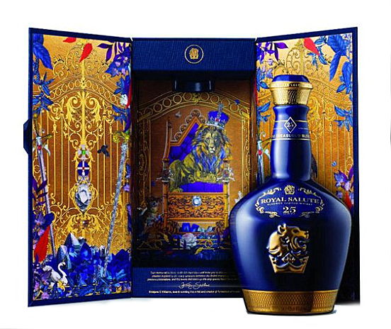 Royal Salute The Treasured Blend 25 Year Scotch Whisky in royal-blue ceramic decanter, 700ml bottle