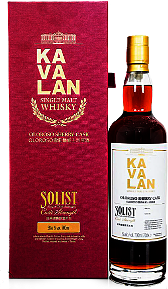 Bottle of Kavalan Solist Oloroso Sherry Single Malt Whisky 700ml, cask strength 57.8% ABV