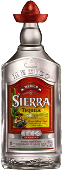 Bottle of Sierra Tequila Silver 700ml, a crystal-clear 100% blue agave tequila