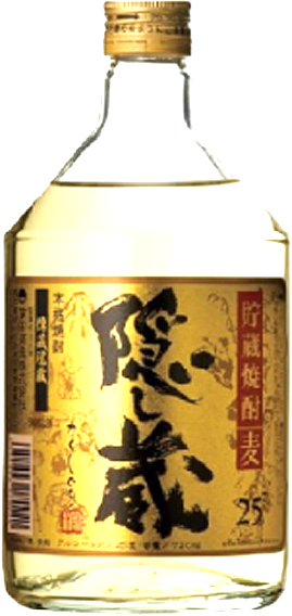 Bottle of Hamada Shuzo Kakushigura Shochu, 720ml Japanese barley shochu with minimalistic label design