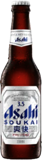 Bottle of Asahi Soukai Premium Beer, 330ml, Japanese brewed beer