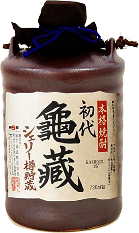 Bottle of Okayama Rice Shochu Sherry 720ml, a Japanese rice shochu with sherry finish