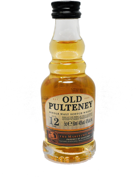 50ml bottle of Old Pulteney 12 Year Old single malt Scotch whisky from the Highlands
