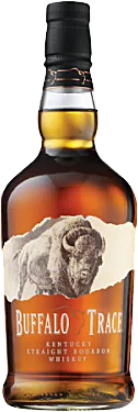 Bottle of Buffalo Trace Bourbon Whiskey 700ml, golden amber Kentucky bourbon