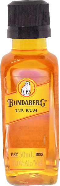 Bundaberg Rum 50ML bottle, an Australian rum distilled in Bundaberg, Queensland
