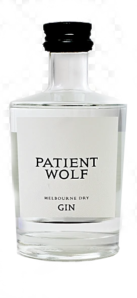 Bottle of Patient Wolf Dry Gin 50ml, an Australian small-batch craft gin