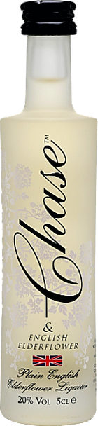 Bottle of Chase Elderflower Liqueur 50ml with botanical illustration label
