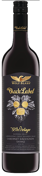 Bottle of Wolf Blass Black Label Cabernet Sauvignon Shiraz 2010 Australian red wine
