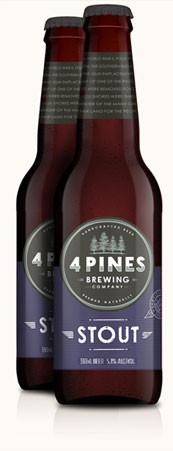 Bottle of 4 Pines Stout, an Australian dry Irish-style stout, 330ml