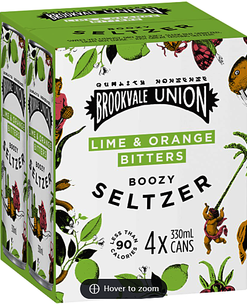 Brookvale Union Lime & Orange Bitters Seltzer 330ml cans, pack of 16